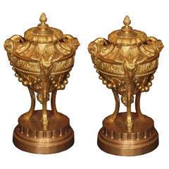 Antique PAIR OF NAPOLEON III GILT BRONZE GARNITURE