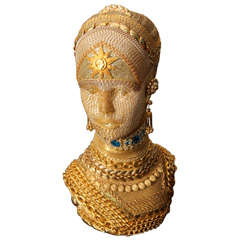 Vintage Gold-Chain Decorated Mannequin Head