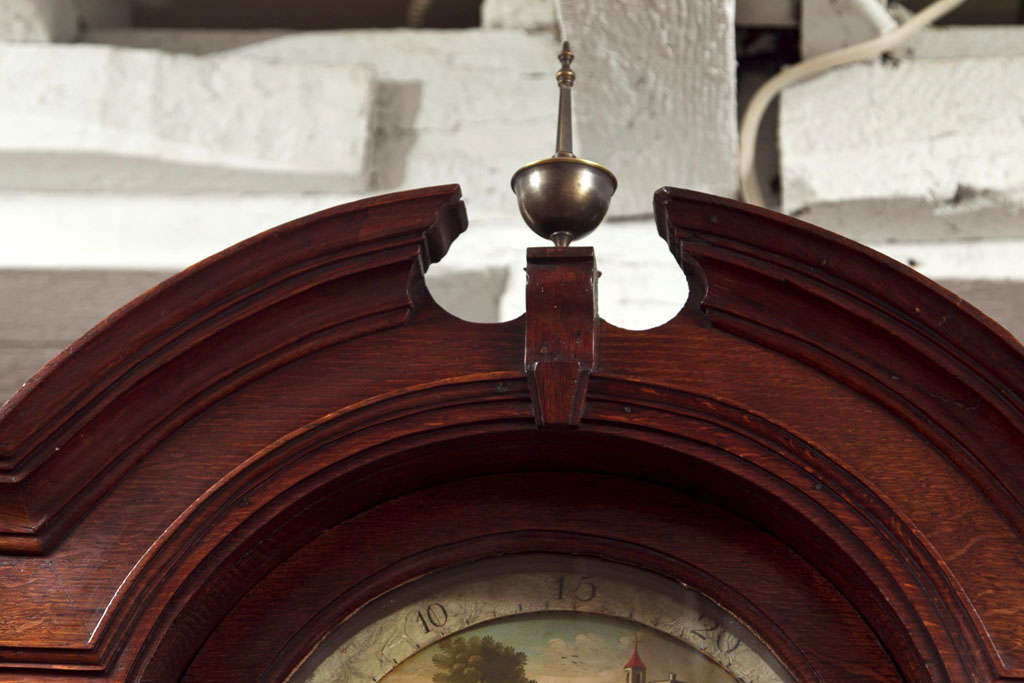Victorian English Oak Tall Case Clock For Sale