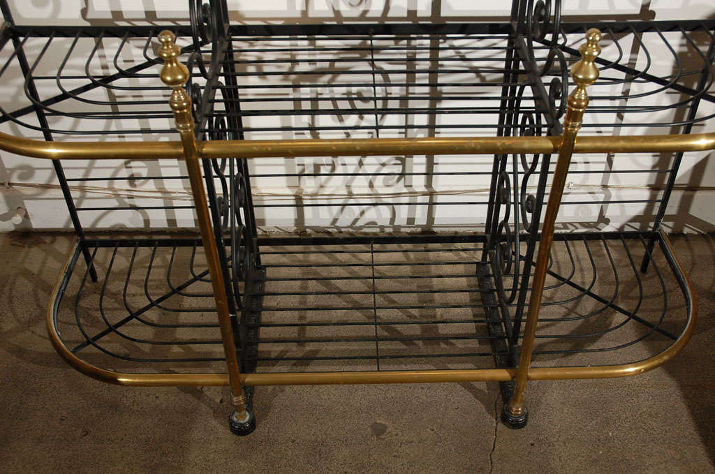 antique french brass bakers rack