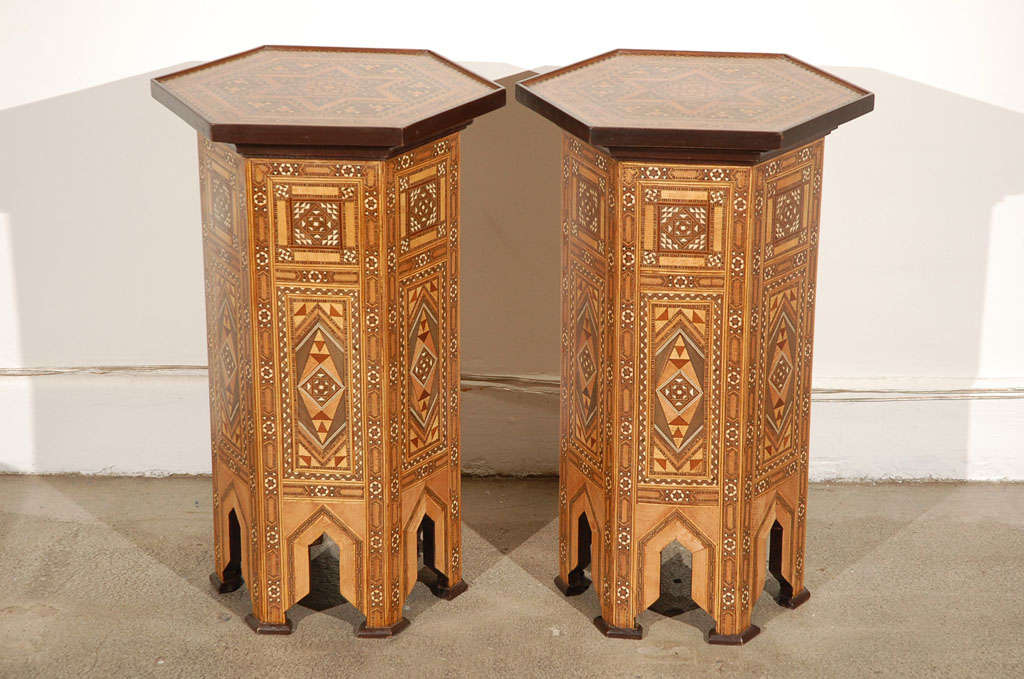Moorish Syrian Hexagonal Side Tables