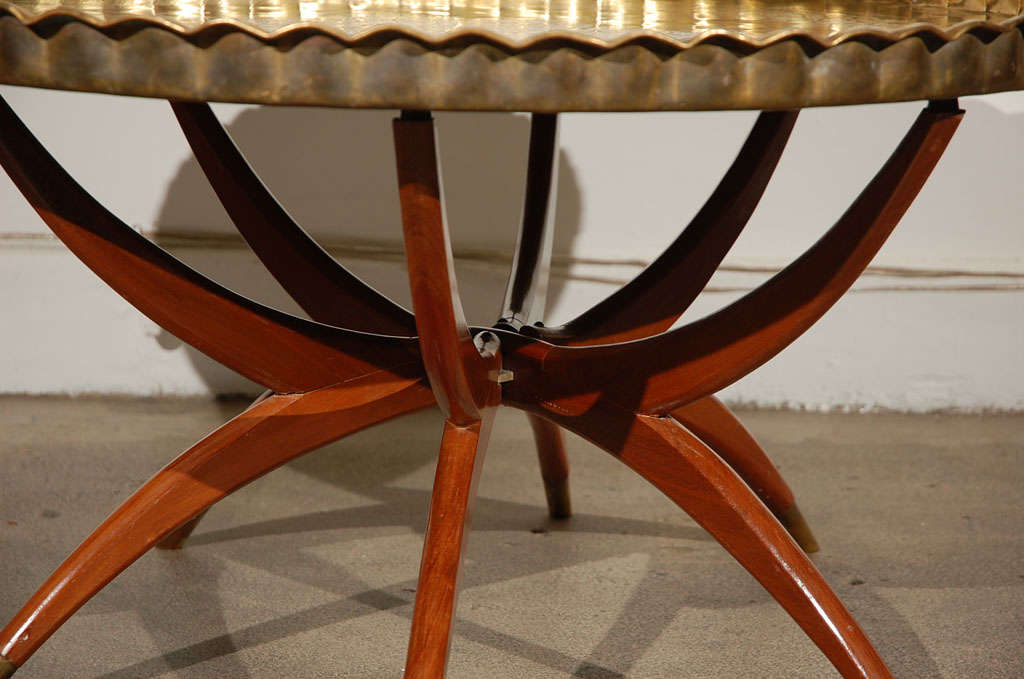 Indian Moroccan Brass Tray Table 36
