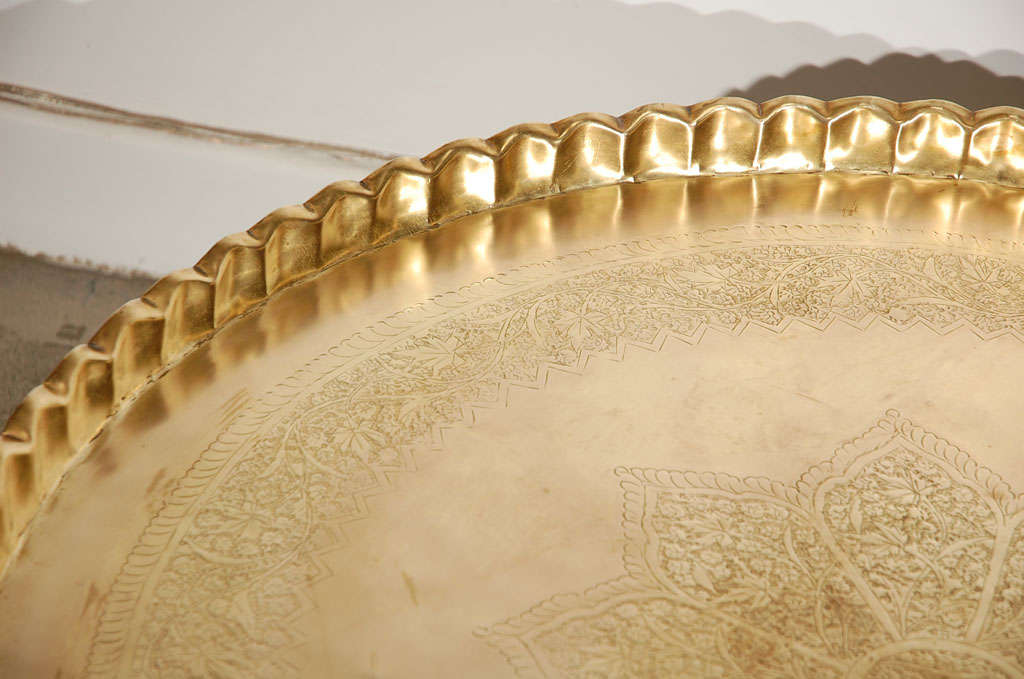 Moroccan Brass Tray Table 36