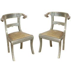 Pair of Rams Head Anglo Indian Chairs.