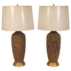 Pair of Large Scale Cork Table Lamps