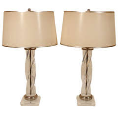 Pair of Stylized Lucite Table Lamps