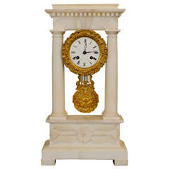 Empire Alabaster Tempieto French Clock- Vincent a Paris