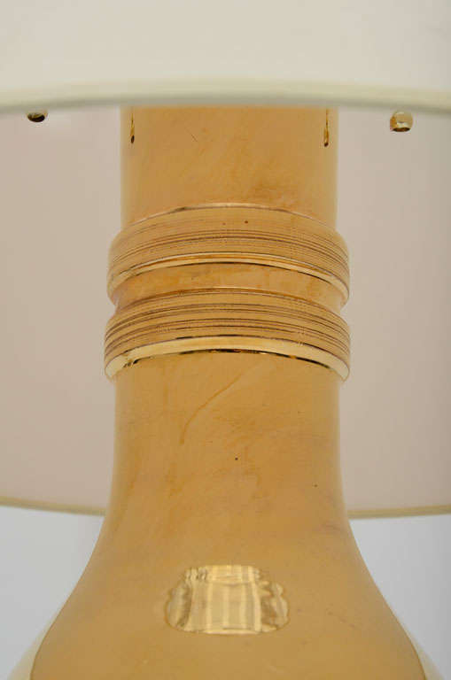 Italian Smooth and Ribbed Gold-Glazed Pottery Lamp