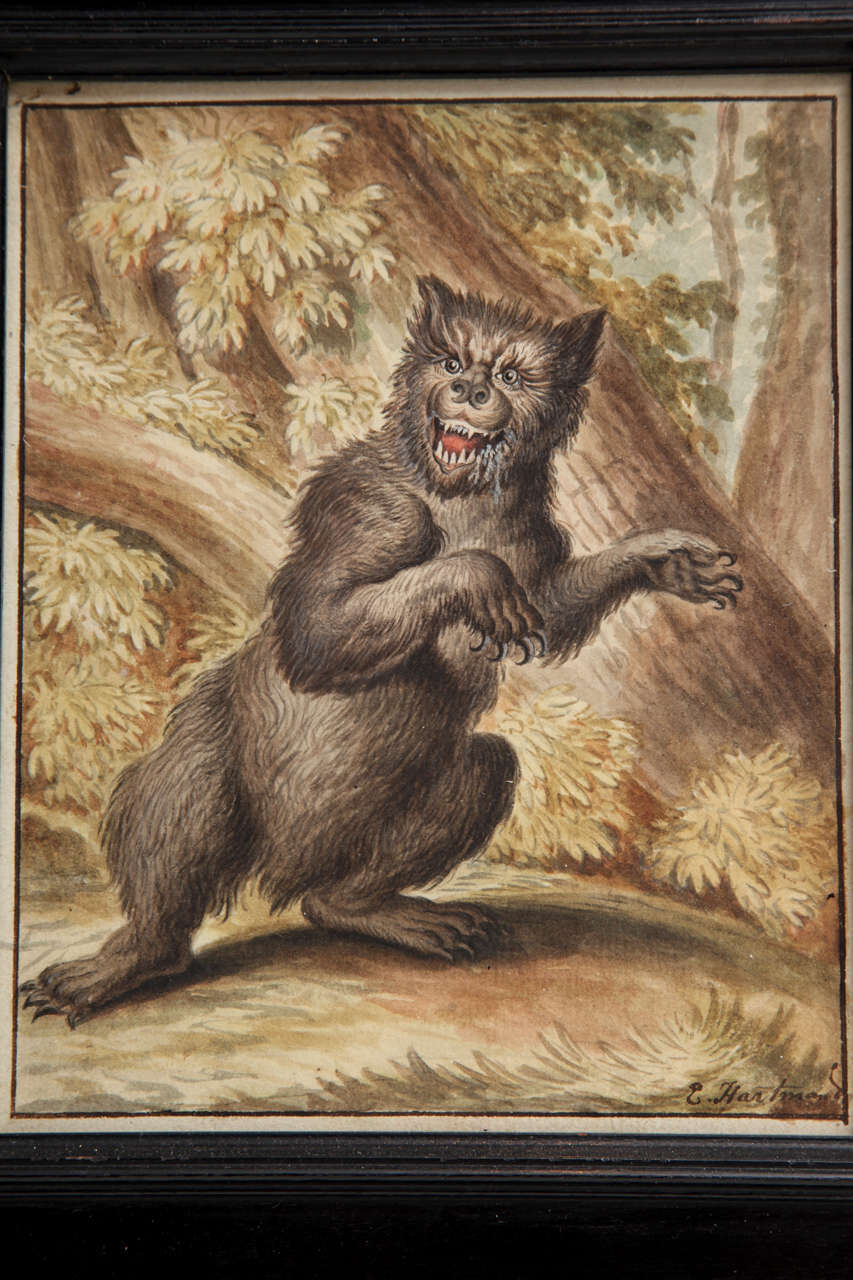 An Early 19th Century Watercolor of a Growling Bear In Excellent Condition In New York, NY