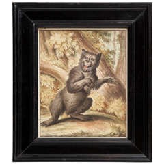 Antique An Early 19th Century Watercolor of a Growling Bear