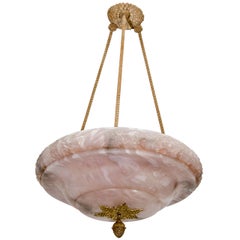 Antique Neoclassical Alabaster Light Fixture