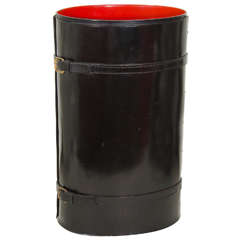 An Adnet Black Leather Oval Umbrella Stand