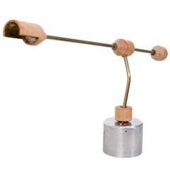 Italian Wood and Steel Table Lamp