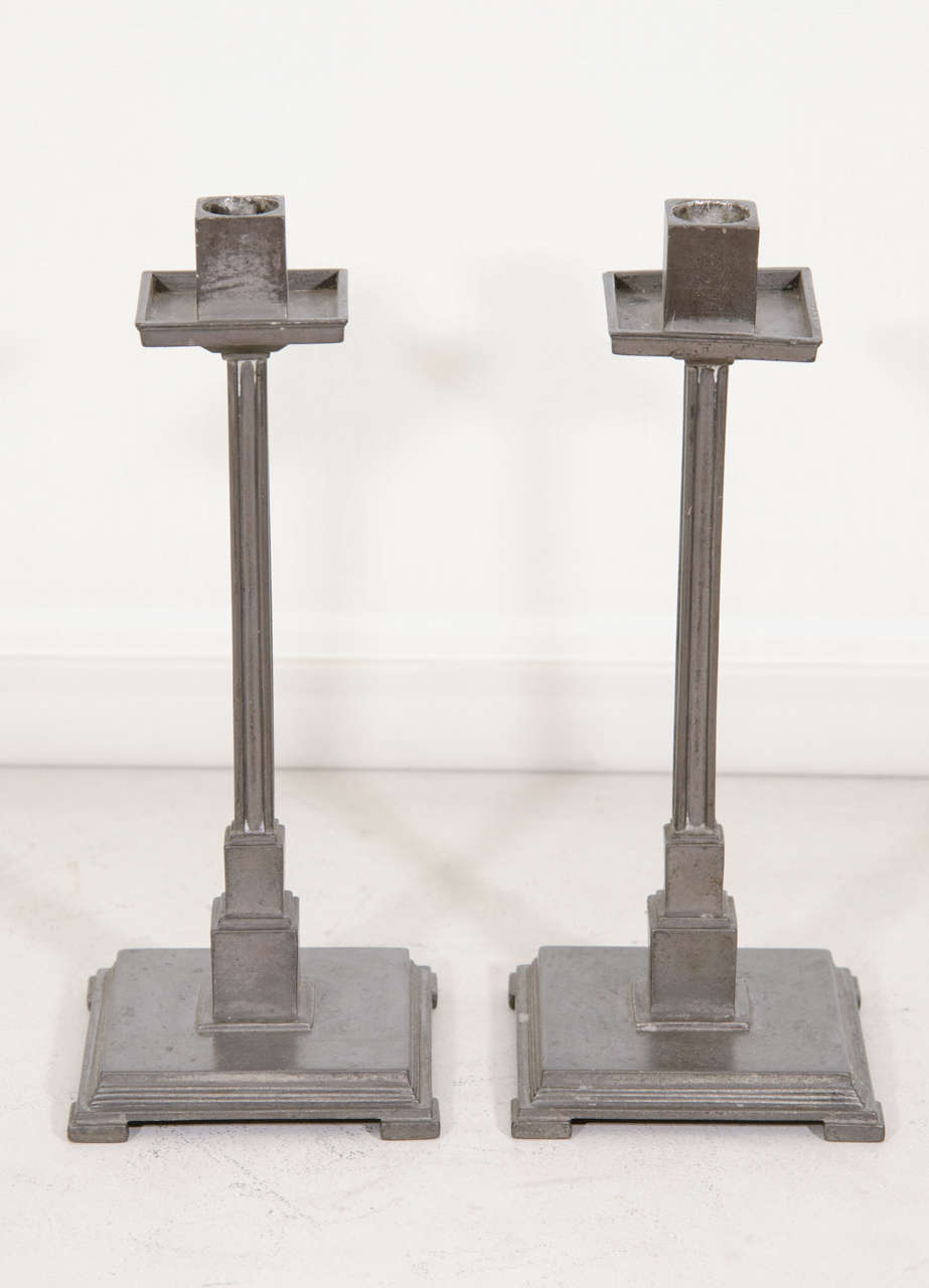 Pair of Reed & Barton Pewter Candlesticks
