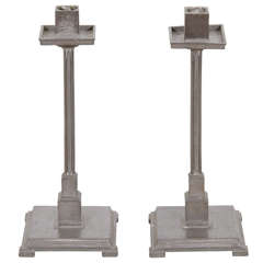Antique Pair of Reed & Barton Pewter Candlesticks