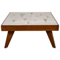 A Richard Blow For Montici Inlayed Travertine Coffee Table 