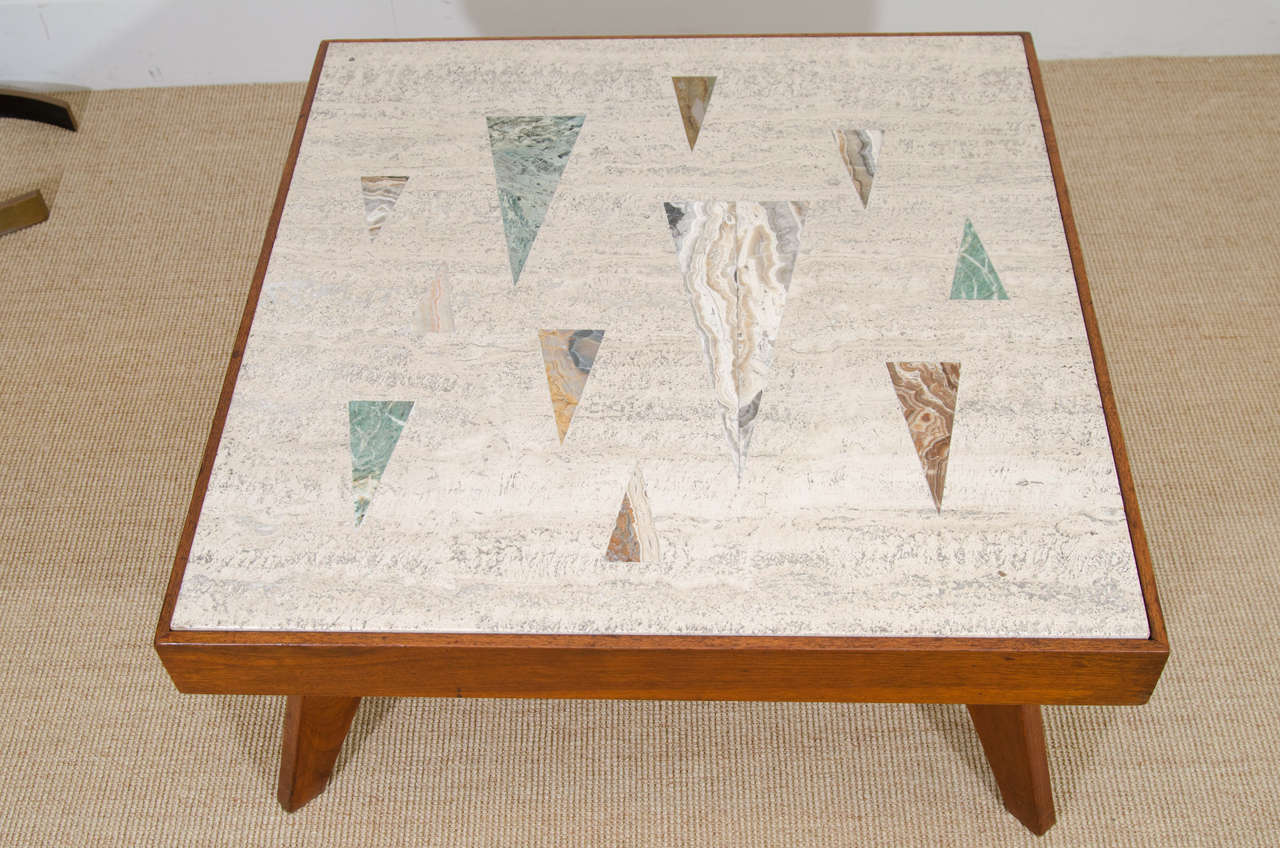 Mid-Century Modern A Richard Blow For Montici Inlayed Travertine Coffee Table 