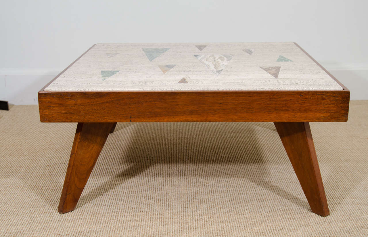 Mid-20th Century A Richard Blow For Montici Inlayed Travertine Coffee Table 