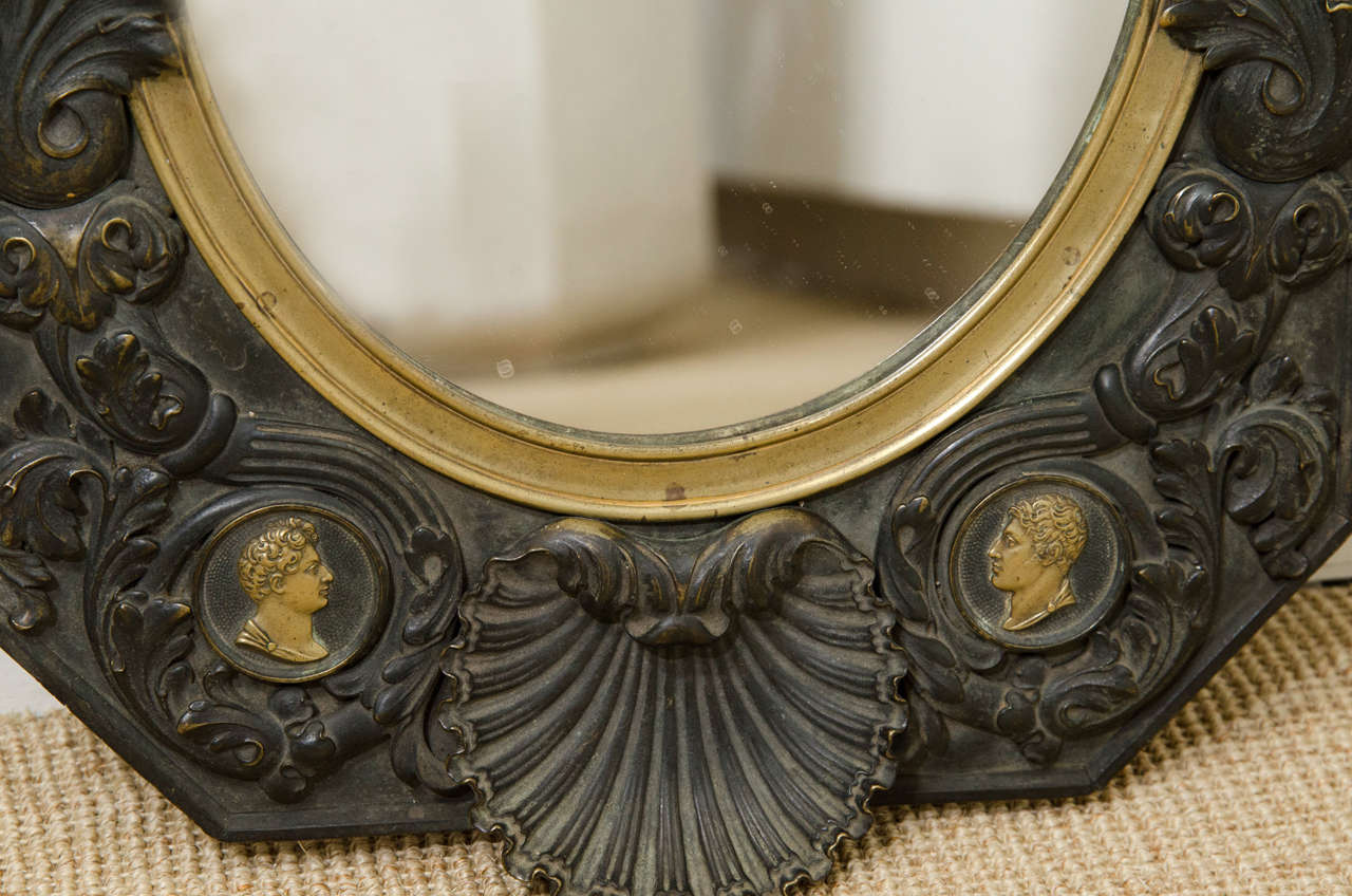 French Empire Bronze Mirror In Excellent Condition For Sale In New York, NY