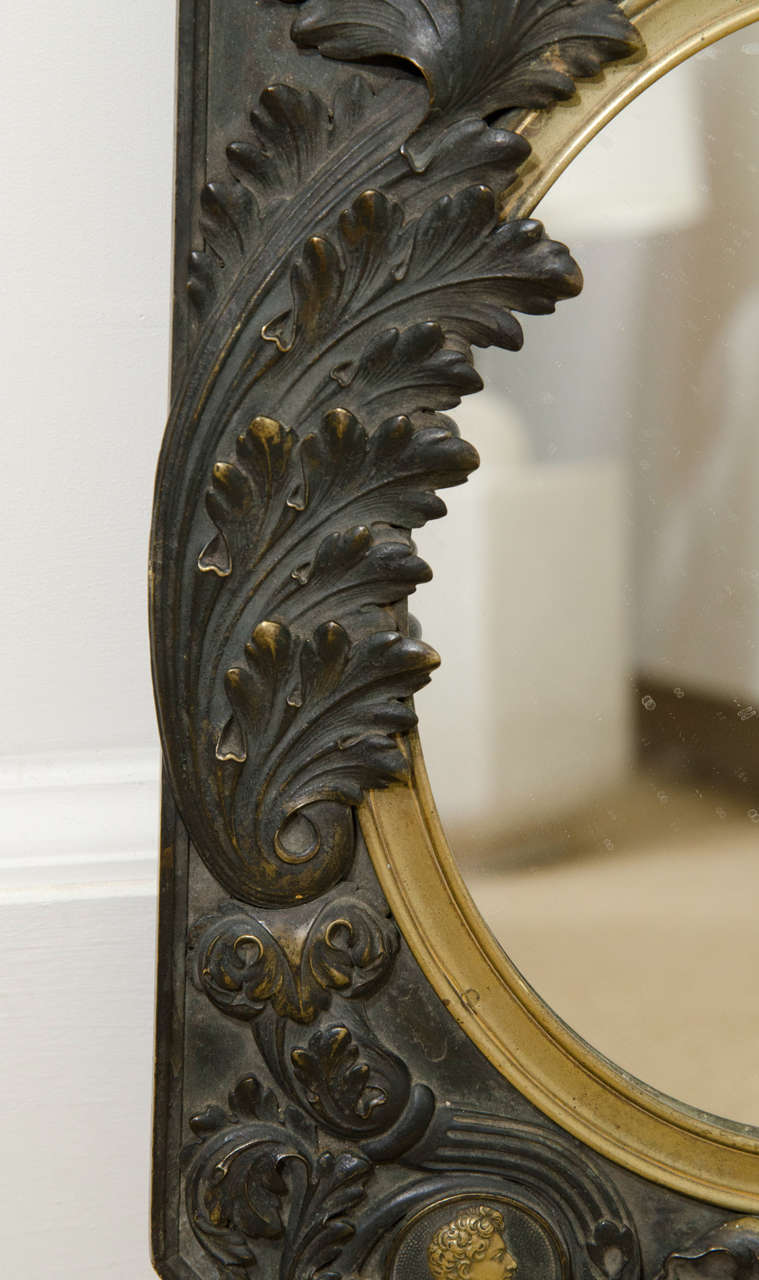 19th Century French Empire Bronze Mirror For Sale