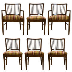 Set Of Six Mid-Century Duning Chairs