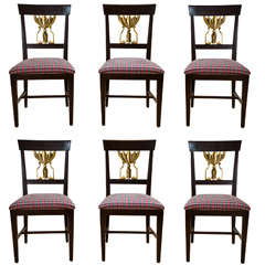 Set of Six Mahogany and Gilt Side Chairs Set of Six Mahogany and Gilt Side Chairs