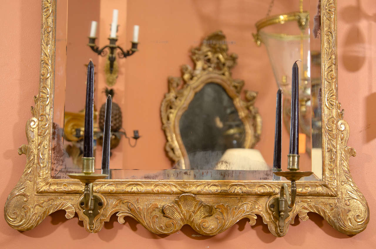 Pair of George II Scroll Top Mirrors In Excellent Condition In Westwood, NJ