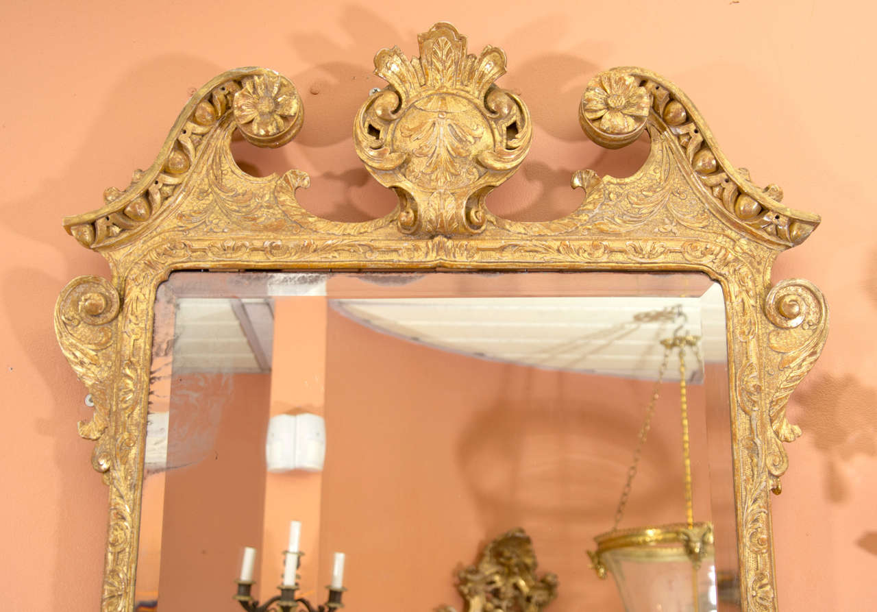 Pair of George II Scroll Top Mirrors 1