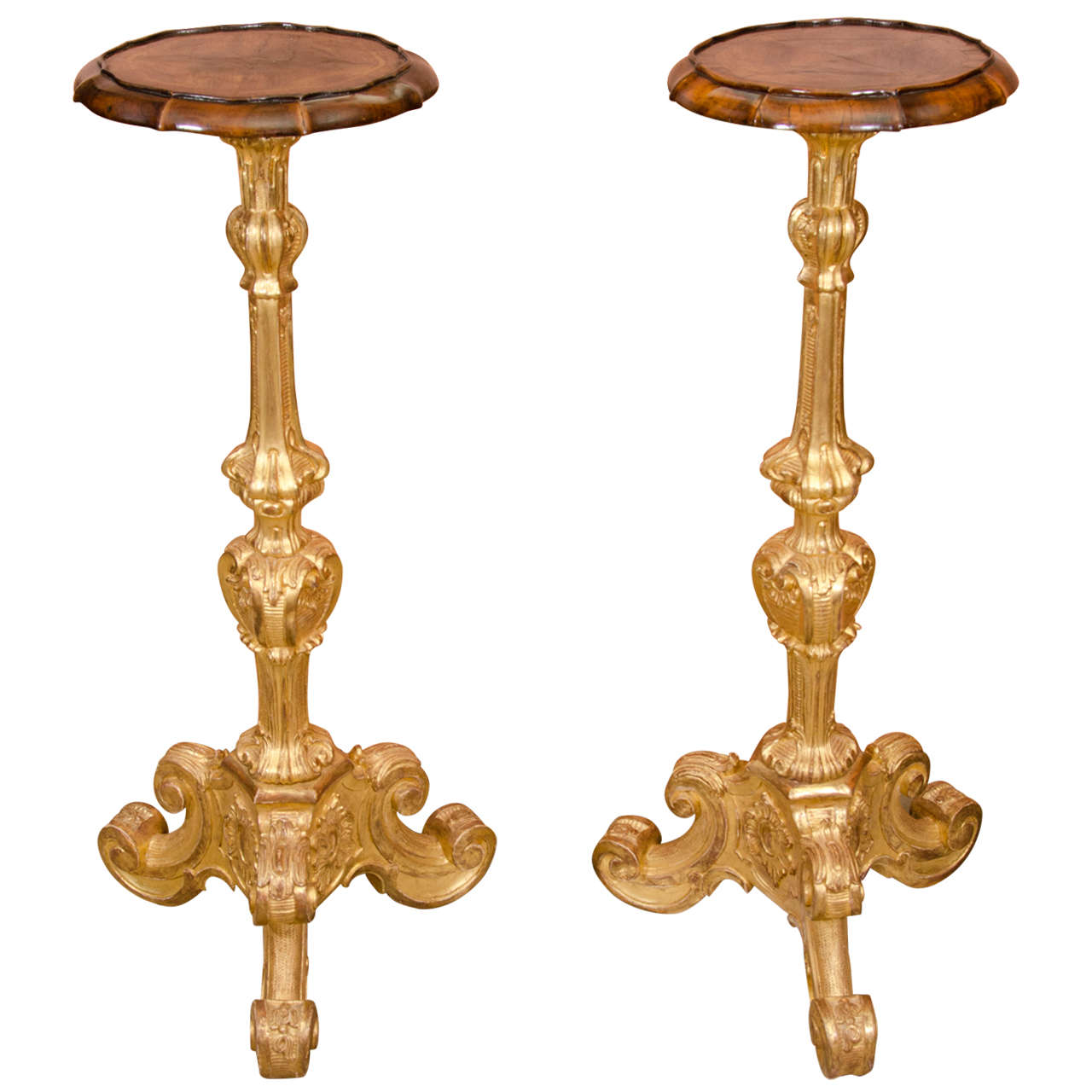 Pair of Baroque Gilt Pedestals For Sale