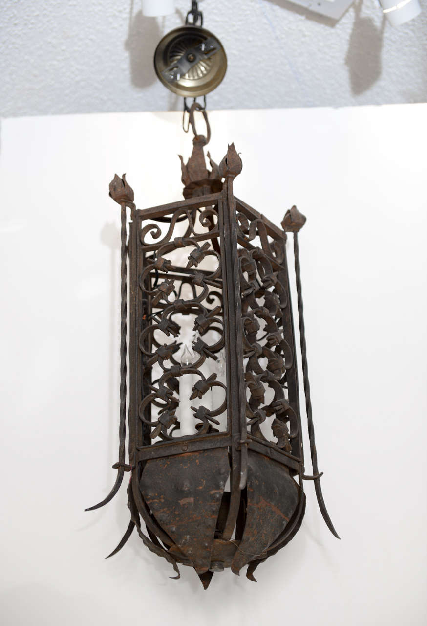 French Wrought Iron Chandelier, 19th Century