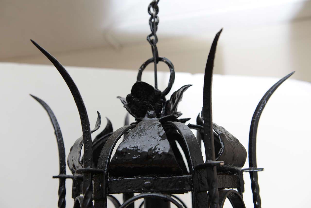Gothic Style Wrought Iron Fixture/ Chandelier, Circa 1900 3