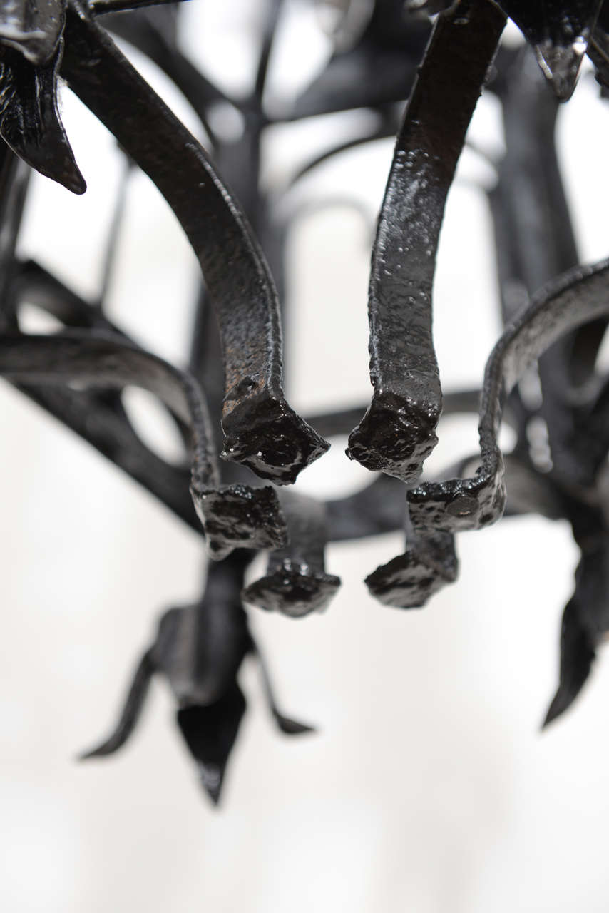 Gothic Style Wrought Iron Fixture/ Chandelier, Circa 1900 5