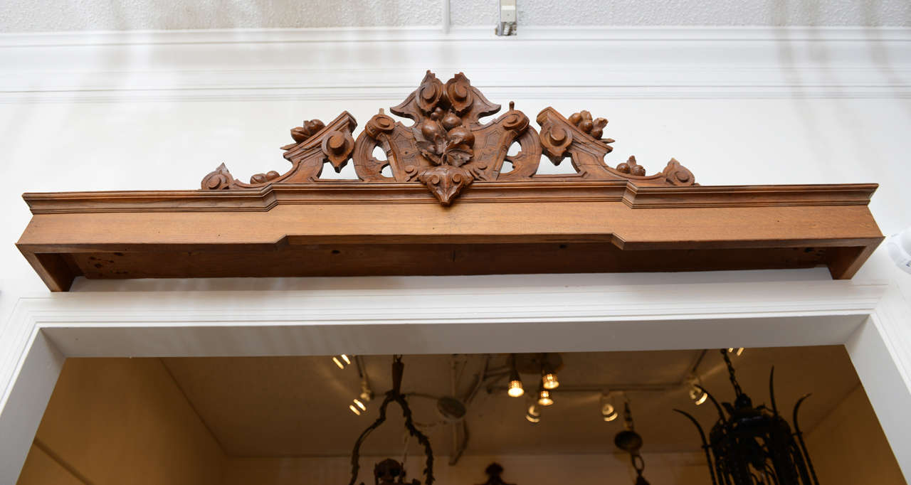 Sold Each. Near Pair of Italian Over Window/ Door Cornices, Coronas; unusual, hand carved fruitwood elements with similar  dimensions; FYI: not near similar bed, door or window crowns costs near $ 4,000. each.
61