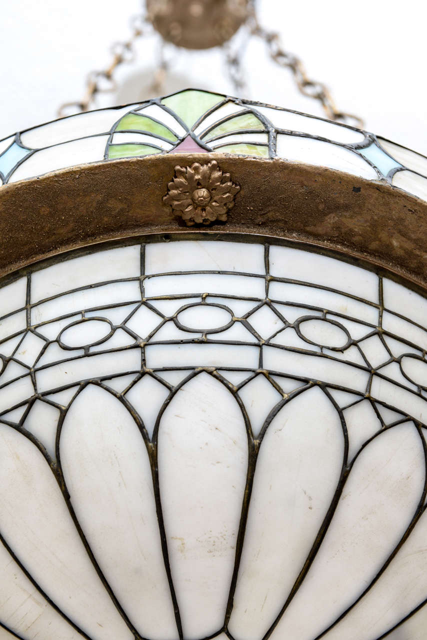 American Stained Glass Dome Chandelier, Circa 1900 3