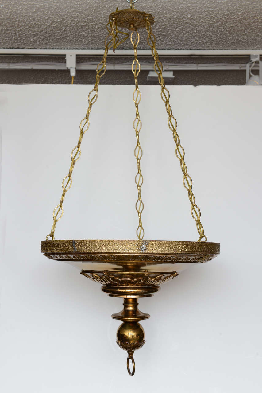 French Bronze Dish Style Chandelier, 19th century