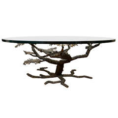 Brutalist Foliate Form Coffee Table In Bronze