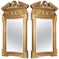 Pair of George II/Neoclassical Style English 19th Century Giltwood Mirrors