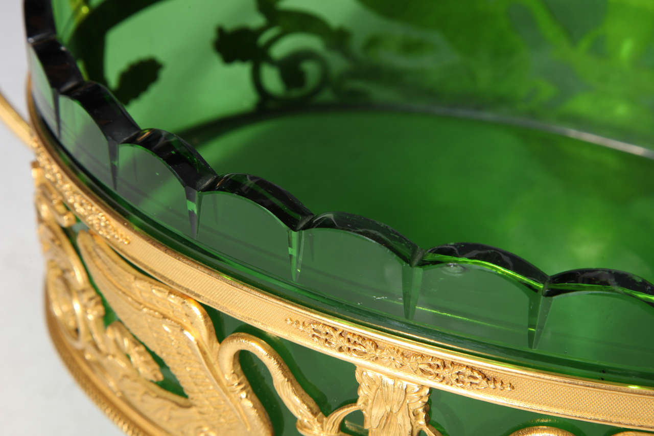A fine Neoclassical/Empire Gilt Bronze and Green Glass Centerpiece 1