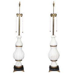 A pair of White Marble and Bronze Art Deco Lamps Attributed to E. F. Caldwell 10