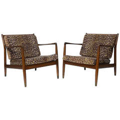 Pair of restored Folke Ohlsson Lounge Chairs for Dux Sweden 1960s