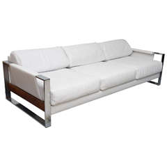 Milo Baughman Chrome, Vinyl and Rosewood Sofa, 1960s, USA 1