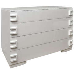 White Lacquer 4-Drawer Commode
