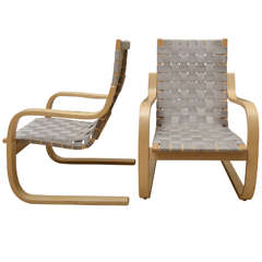 Pair of Alvar Aalto Birch Lounge Chairs