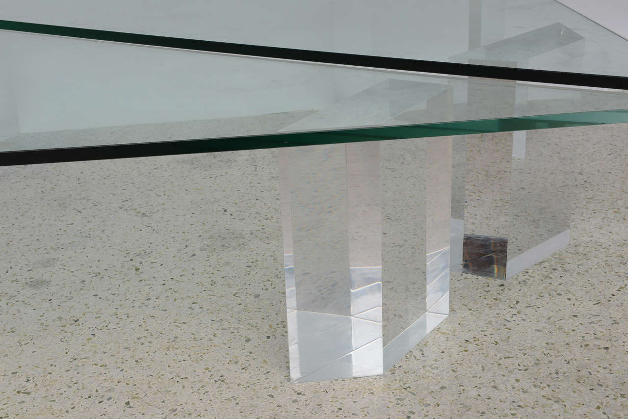 Late 20th Century Lucite and Glass Top Coffee Table by Lion in Frost