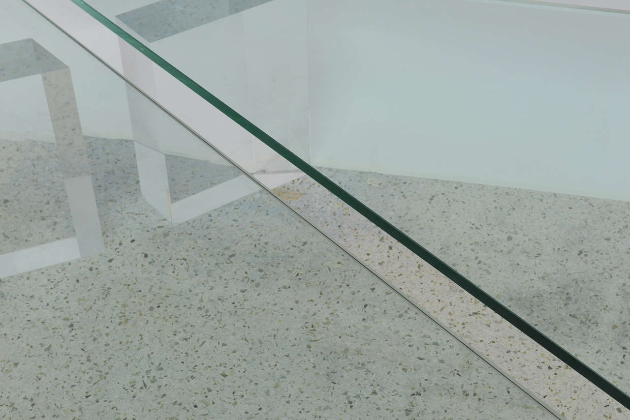 Lucite and Glass Top Coffee Table by Lion in Frost 1