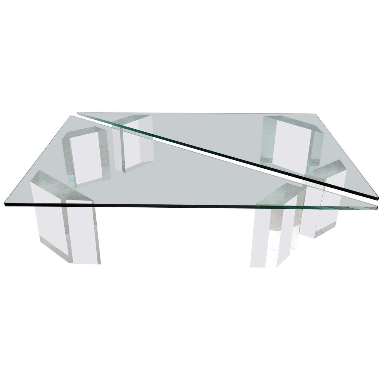 Lucite and Glass Top Coffee Table by Lion in Frost