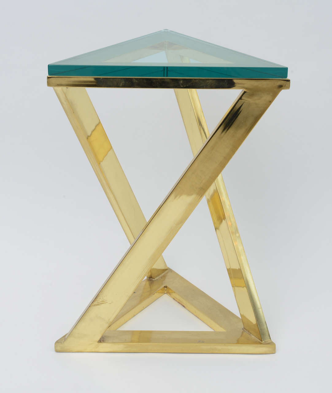 Mid-Century Modern Brass and Glass Top Side Table by Pace Collection, USA