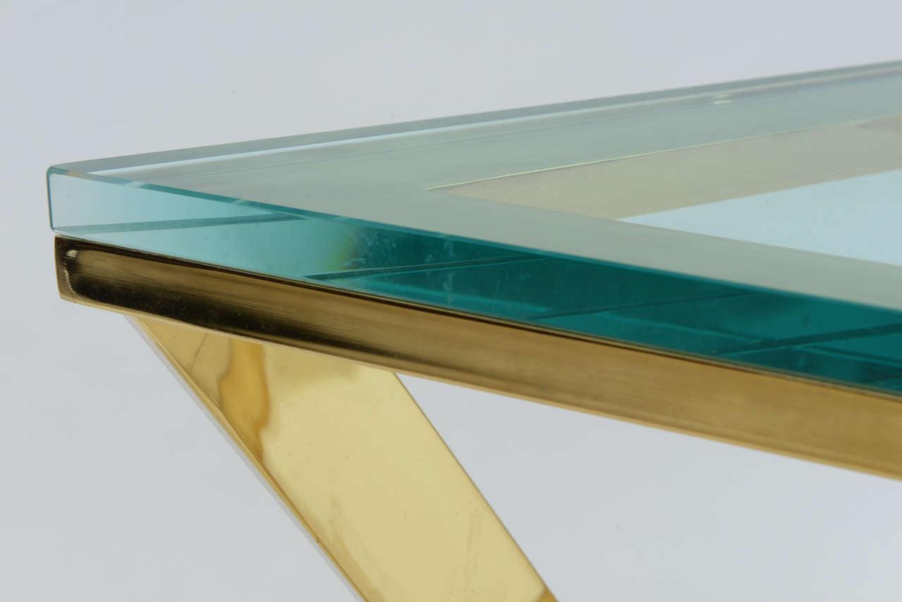 Brass and Glass Top Side Table by Pace Collection, USA 1