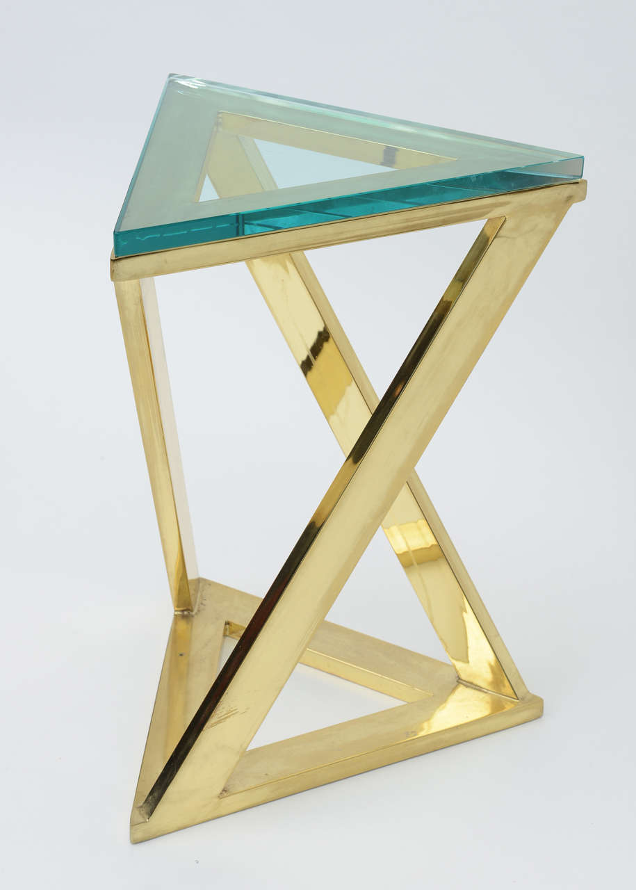 Brass and Glass Top Side Table by Pace Collection, USA 4