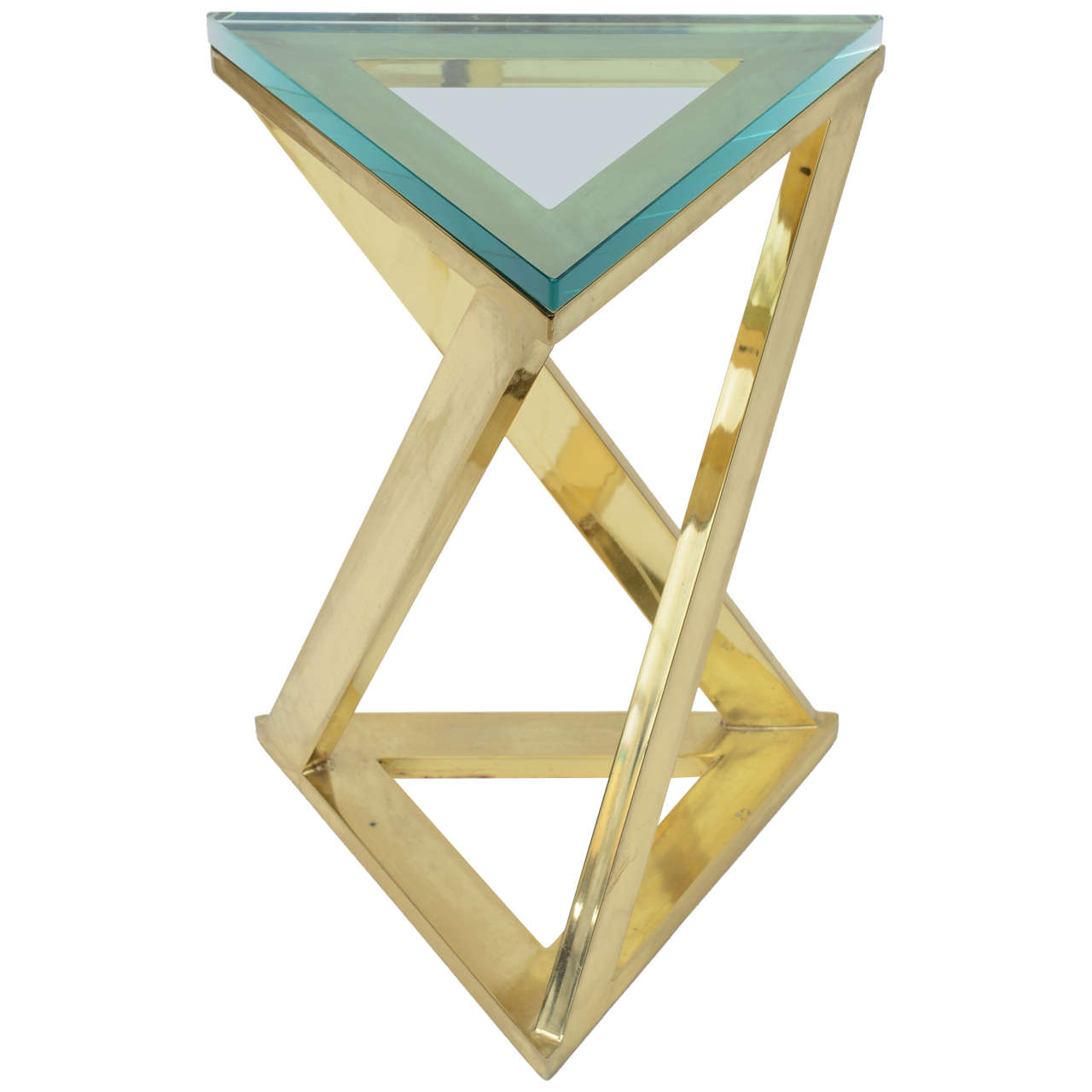 Brass and Glass Top Side Table by Pace Collection, USA